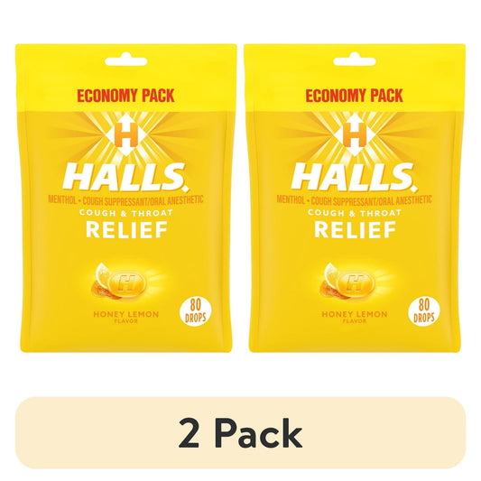 (2 pack) HALLS Relief Honey Lemon Cough Drops, Economy Pack, 80 Drops EasyOptionXY LLC