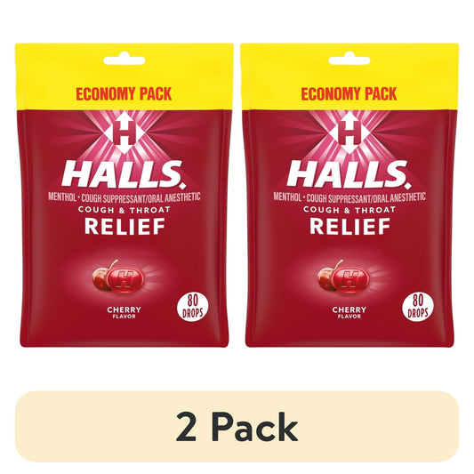 (2 pack) HALLS Relief Cherry Cough Drops, Economy Pack, 80 Drops EasyOptionXY LLC