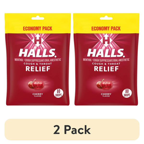 (2 pack) HALLS Relief Cherry Cough Drops, Economy Pack, 80 Drops EasyOptionXY LLC