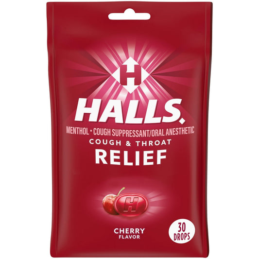 (4 pack) HALLS Relief Cherry Cough Drops, 30 Drops EasyOptionXY LLC