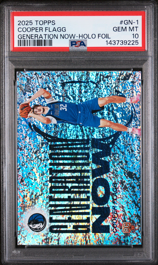 Graded 2025 Topps Cooper Flagg #GN1 Generation Now Holo Foil Rookie RC Basketball Card PSA 10 Gem Mint