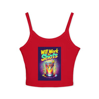 Will Work for Shots Womens Spaghetti Strap Tank Top