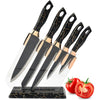 Knife Set for Kitchen, 6-Pieces Black Ultra Sharp Chef Knife Set with Ripple Blade, Marbling Handle Cooking Knife Set with Acrylic Stand for Home Restaurant Apartment EasyOptionXY LLC