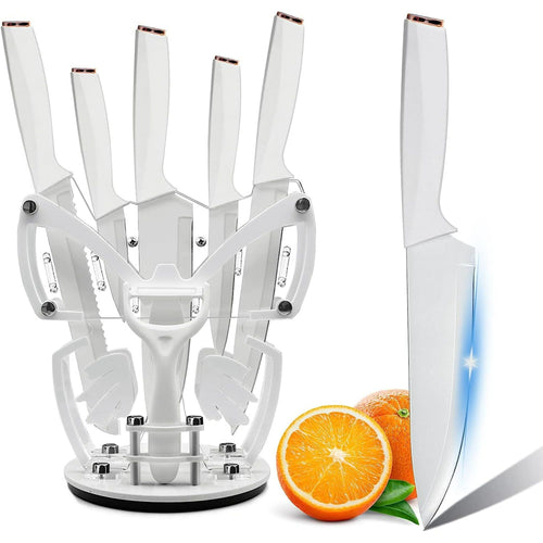 Kitchen Knife Set, 7-Pieces Stainless Steel Knives Set with Block, Chef Cooking Knife Set EasyOptionXY LLC