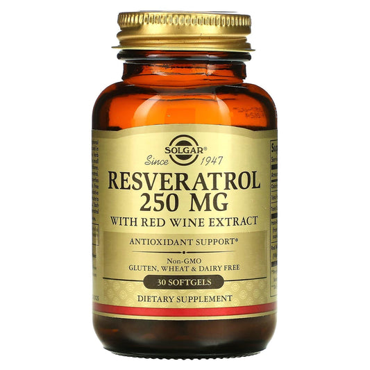 Solgar Resveratrol 250 Mg With Red Wine Extract, 30 Softgels