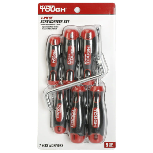 Hyper Tough Heavy-Duty 7-Piece Full Size Steel Philip and Slotted Screwdriver Set, Model 43057 EasyOptionXY LLC