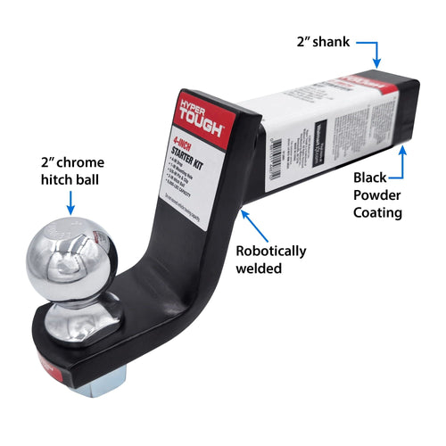 Hyper Tough 4 inch Drop Trailer Hitch Starter Kit, Steel, with 5/8 inch Pin, Class III, Black, 2 inch Ball EasyOptionXY LLC