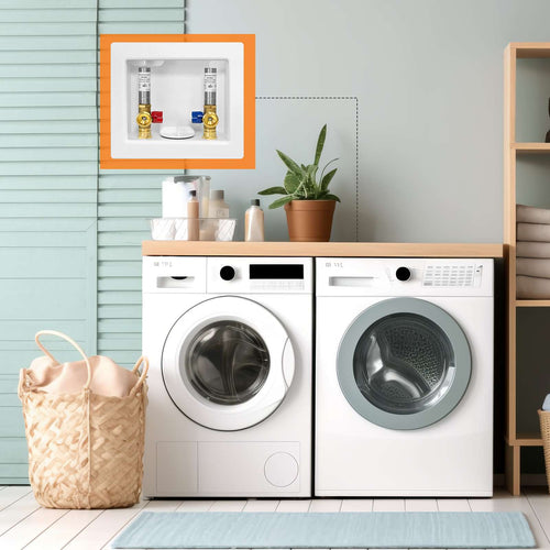 1/2" PEX Expansion (F1960) Inlet, Washing Machine Outlet Box, with Stainless Steel Water Hammer Arrestor Plumbingsell