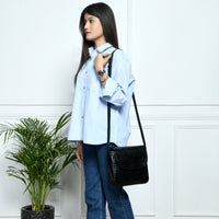 Diva Black Croco Sling Bag