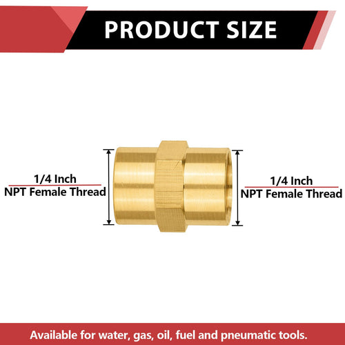 1/4" Female NPT Brass Hex Connector