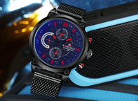 Men's Multifunction Analog Quartz Watches Waterproof Wrist Watch With Stainless Steel Mesh Band Excellent Design Perfect Gift