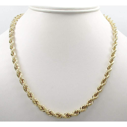 14K 4mm Genuine Solid Yellow Gold Rope Necklace Chain