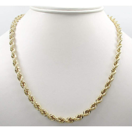 14K 4mm Genuine Solid Yellow Gold Rope Necklace Chain