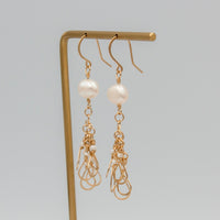 14K Gold Filled Pearl Drop Earrings For Women Bridal