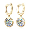 14K Gold Moissanite Hoop Drop Earrings 1.3CT D VVS1 925 Sterling Silver