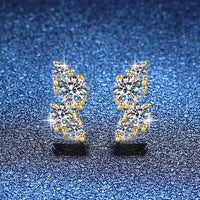 14K Gold Plated 925 Silver 2ct D Moissanite Stud Earrings For Women