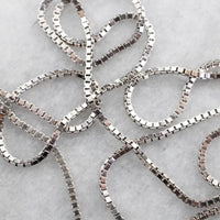 14K Solid White Gold Box Necklace Real Gold Chain