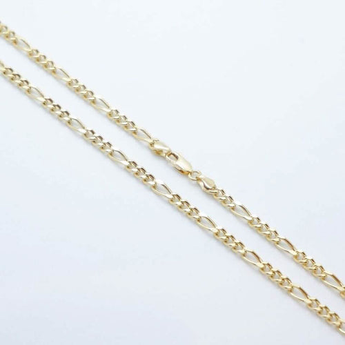 14K Solid Yellow Gold 4mm Figaro Link Chain Necklace