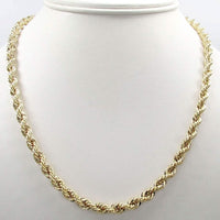 14K Solid Yellow Gold 4MM Rope Chain Thick Necklace Bracelet for Men and Women