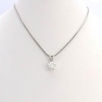 14K White Gold 1Ct Round European Cut Solitaire Diamond Pendant Necklace
