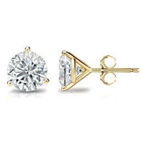 14K Yellow Gold 8mm Round Cut Crystal Studs