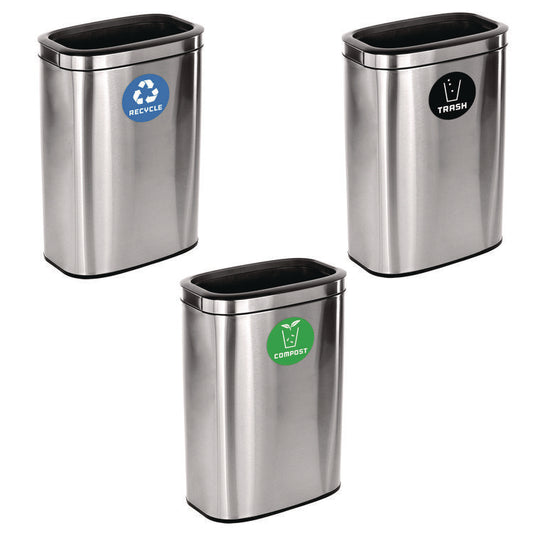 Alpine Industries 10.5 Gallon Recycle, Trash and Compost Combo Station