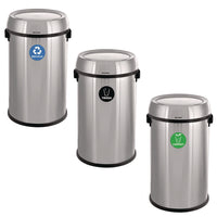 Alpine Industries 17 Gallon Stainless Steel Indoor Recycling, Trash and Compost Bins with Swivel Lid