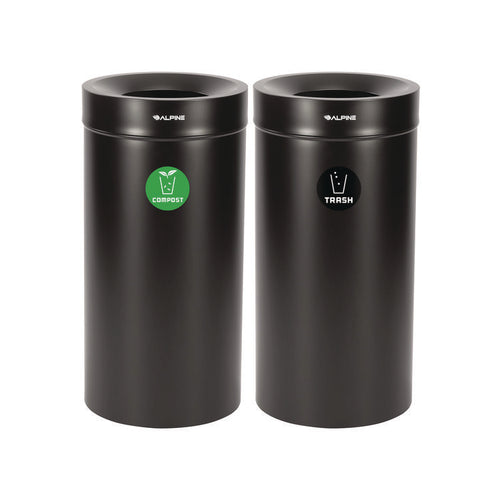 Alpine Industries 27 Gallon Stainless Steel Compost Bin and Trash Can