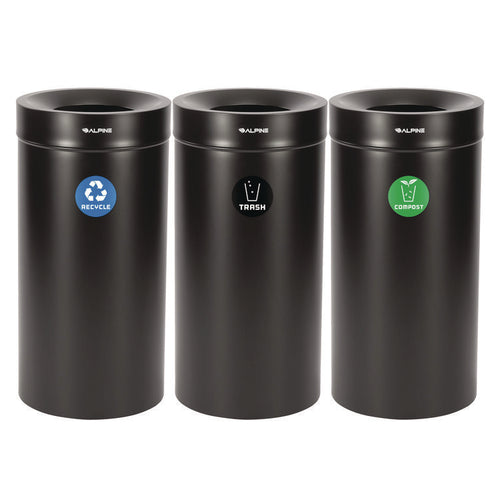 Alpine Industries 27 Gallon Stainless Steel Compost Bin, Recycling Can and Trash Receptacle