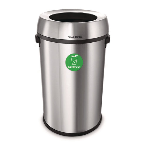 Alpine Industries 17 Gallon Stainless Steel Open Top Compost Station