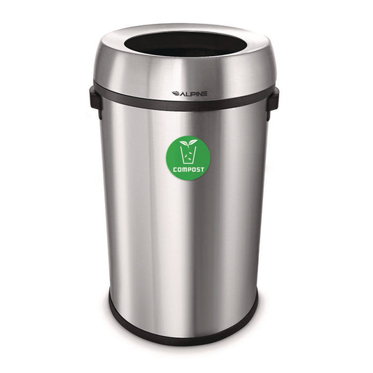 Alpine Industries 17 Gallon Stainless Steel Open Top Compost Station
