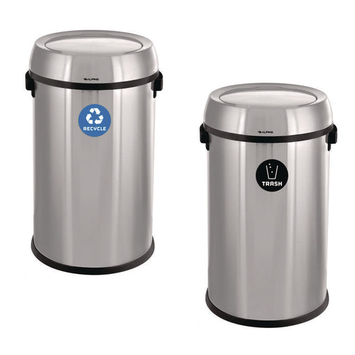 Alpine Industries 17 Gallon Stainless Steel Open Top Recycling Bin and Trash Receptacle