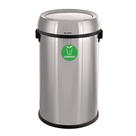 Alpine Industries 17 Gallon Stainless Steel Indoor Compost Receptacle with Swivel Lid
