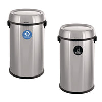 Alpine Industries 17 Gallon Stainless Steel Indoor Recycling Receptacle and Trash Station with Swivel Lid