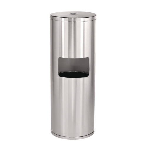 Alpine Industries Stainless Steel 7 Gal. Trash Can with Gym Disinfecting Wipes Dispenser