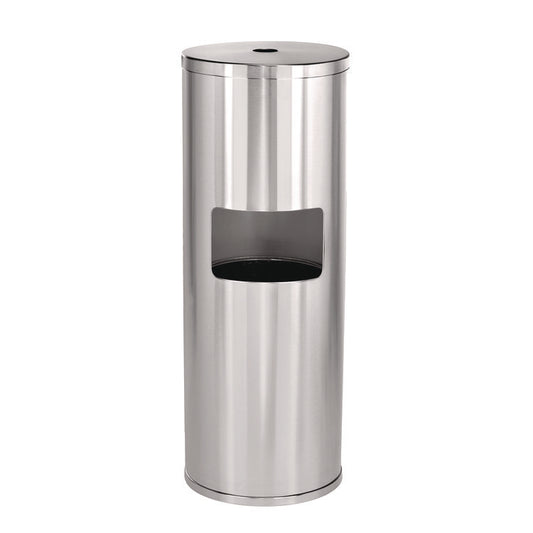 Alpine Industries Stainless Steel 7 Gal. Trash Can with Gym Disinfecting Wipes Dispenser