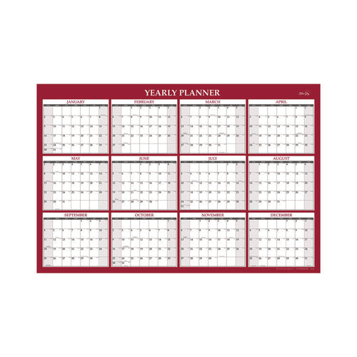 Blue Sky® Classic Red Laminated Erasable Wall Calendar