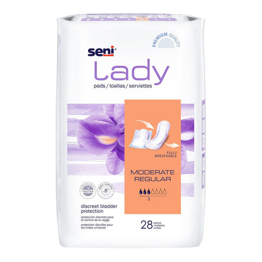Seni Lady Moderate Female Incontinent Pad Regular Length 10" L S-3P28-PS1