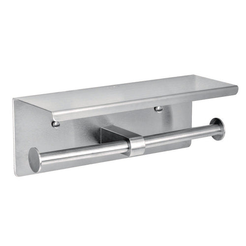 Alpine Industries Double Post Toilet Paper Holder with Shelf Storage Rack