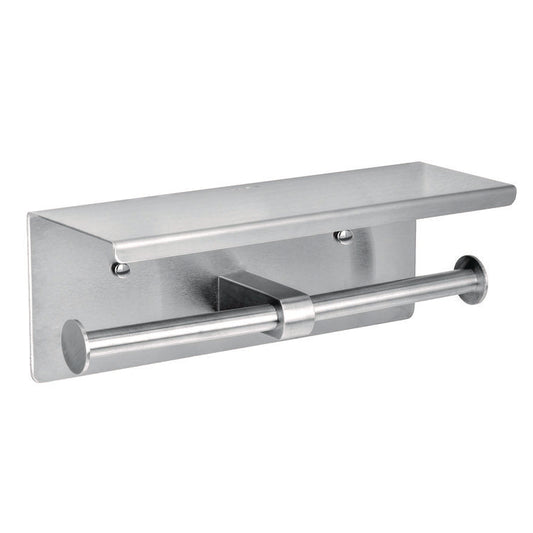 Alpine Industries Double Post Toilet Paper Holder with Shelf Storage Rack