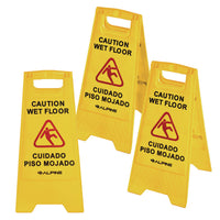 Alpine Industries Bilingual Caution Wet Floor Sign (3-Pack)