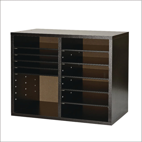 AdirOffice Wood Adjustable 12 Compartment Literature Organizer