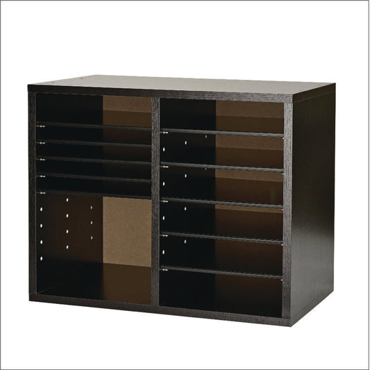 AdirOffice Wood Adjustable 12 Compartment Literature Organizer