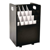 AdirOffice 20-Slot Mobile Rolling Wood Blueprint Storage Cabinet Roll File Large Document Organizer