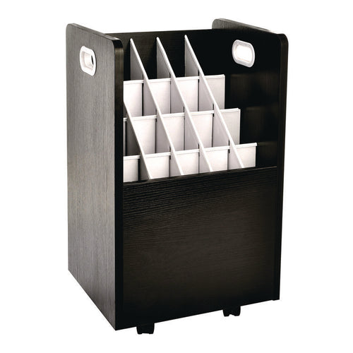 AdirOffice 20-Slot Mobile Rolling Wood Blueprint Storage Cabinet Roll File Large Document Organizer