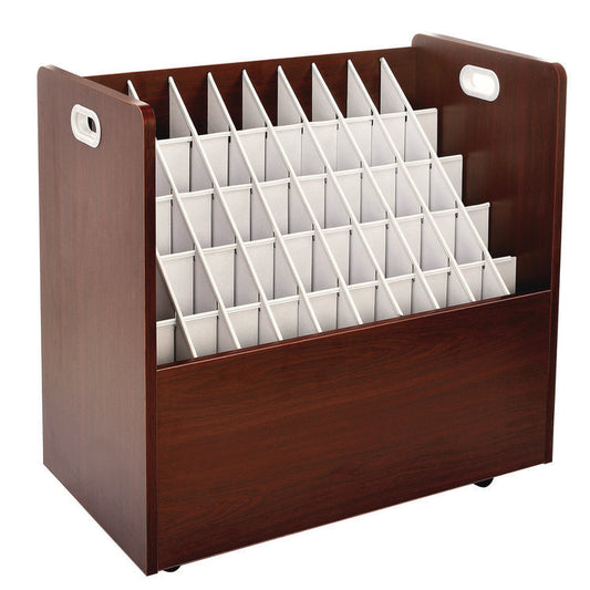 AdirOffice 50-Compartment Mobile Wood Blueprint Rolled File Storage Organizer