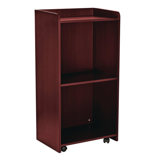 AdirOffice Wood Mobile Presentation Lectern Speaker Stand with Shelves