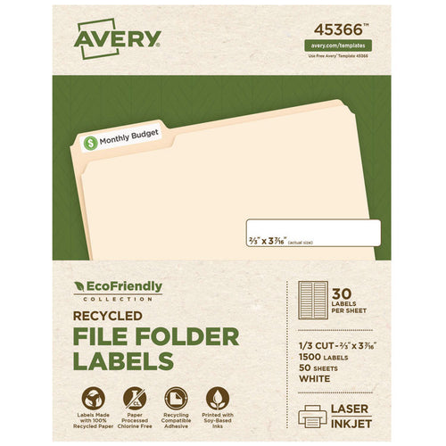 Avery® EcoFriendly Permanent File Folder Labels