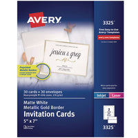 Avery® Invitation Cards with Metallic Gold Border