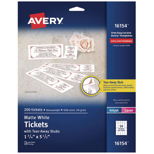 Avery® Printable Tickets with Tear-Away Stubs